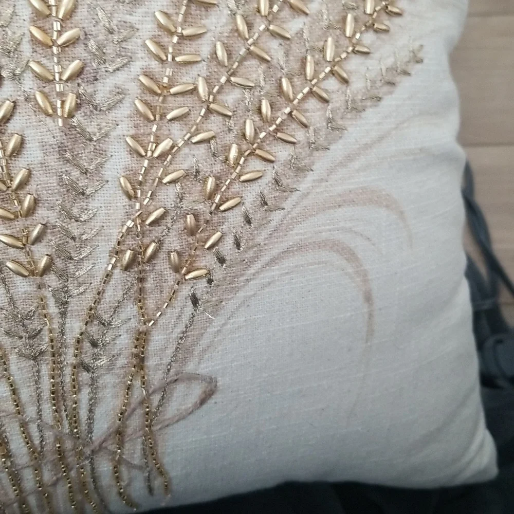 Gold Embellished Accent Pillow 17x15